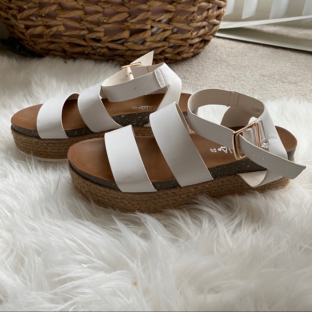 White low platform sandals